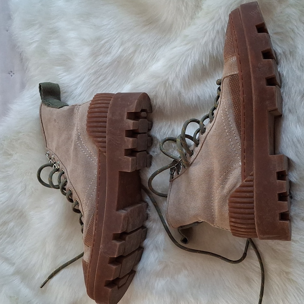 Zara Suede Lace Up Platform Ankle Boot - Picture 7 of 15